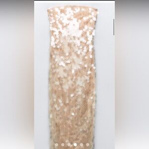 Zara Women's Tan and Cream Dress size Small